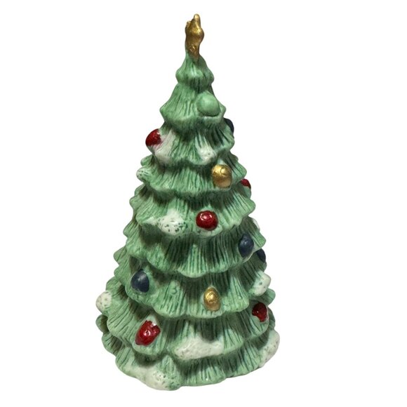 Porcelain Spruce Tree Figurine With Multicolor Ornaments & Star Topper - Picture 4 of 7